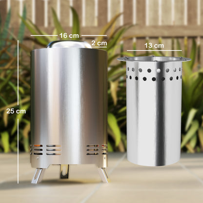 Balatti Small Stainless Steel Silver Tabletop Smokeless Fire Pit