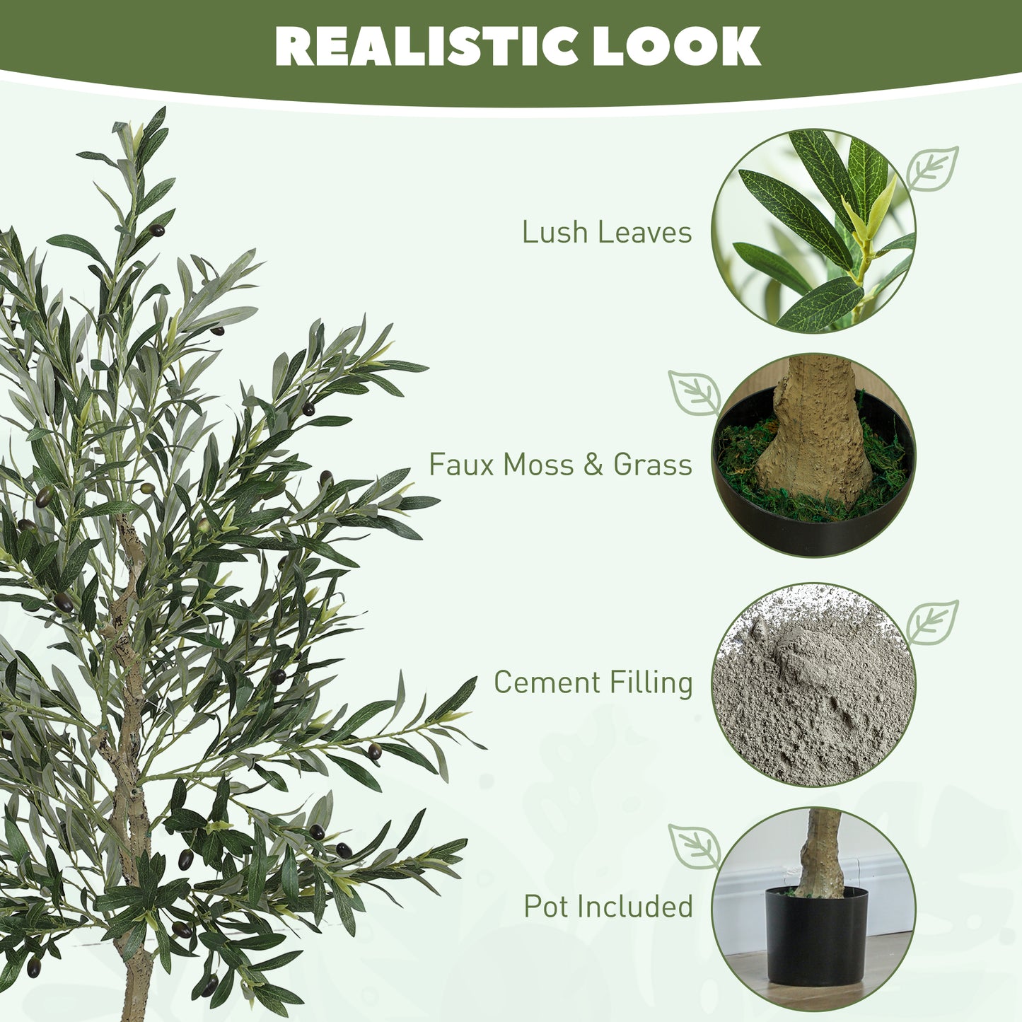 Dokeha Kata Set Of 2 Artificial Olive Style Trees With Silk Leaf Finish