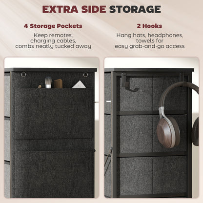 Suha Fabric And Metal Charcoal Grey 5 Drawer Storage Chest