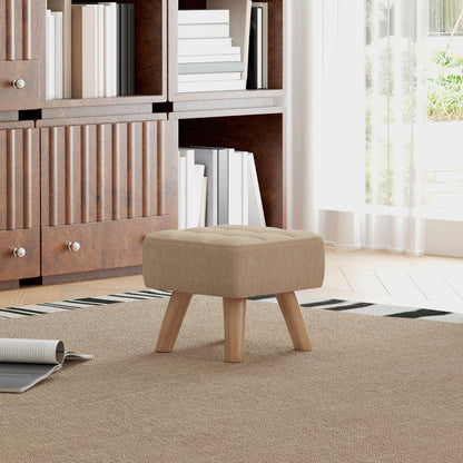 Luluva Linen Look Brown Square Padded Footstool Diamond Tufted