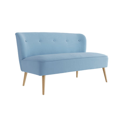 Hettie Soft Blue 2 Seater Love Sofa Wooden Legs