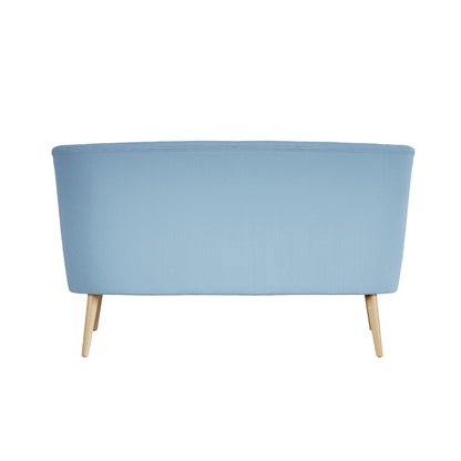 Hettie Soft Blue 2 Seater Love Sofa Wooden Legs