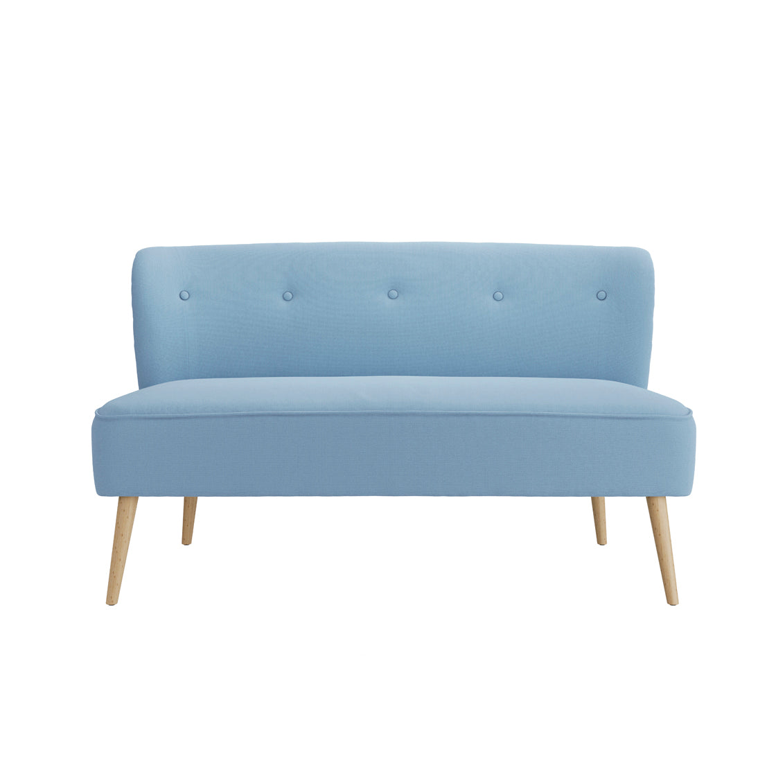 Hettie Soft Blue 2 Seater Love Sofa Wooden Legs