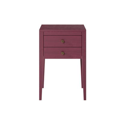 Paraty Plum Red Wood Grain Two Drawer Bedside Table