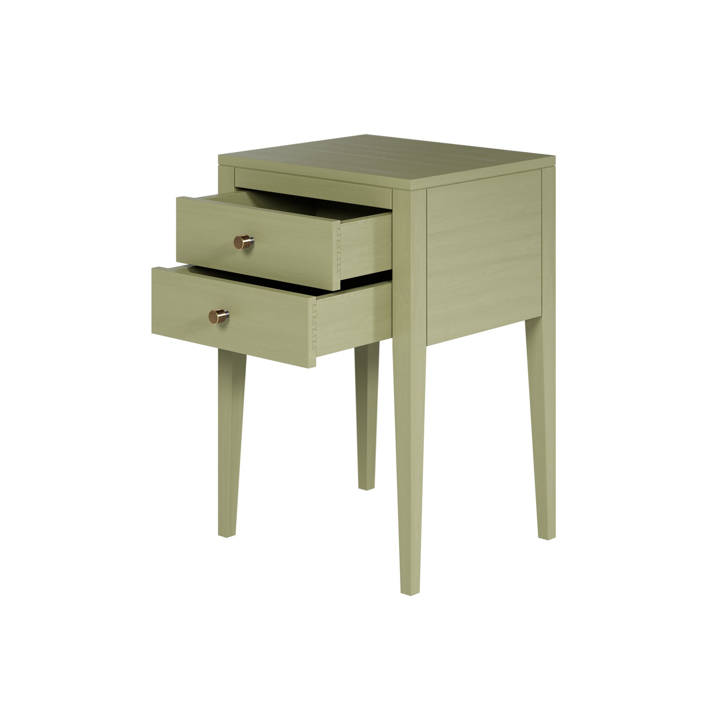 Pirenopolis Sage Green Wood Grain 2 Drawer Bedside Table