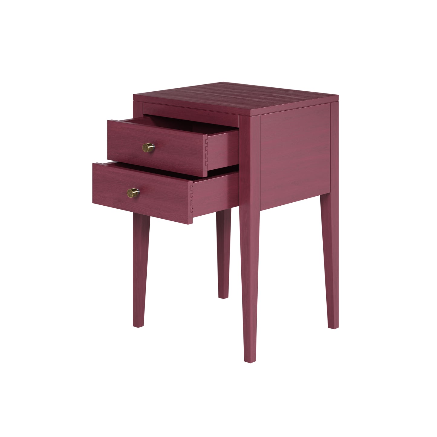Paraty Plum Red Wood Grain Two Drawer Bedside Table