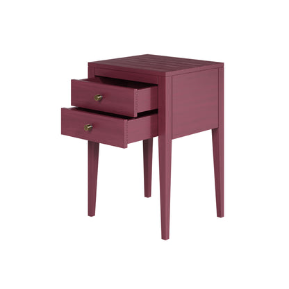 Paraty Plum Red Wood Grain Two Drawer Bedside Table