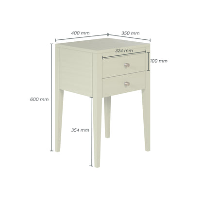 Pirenopolis Sage Green Wood Grain 2 Drawer Bedside Table