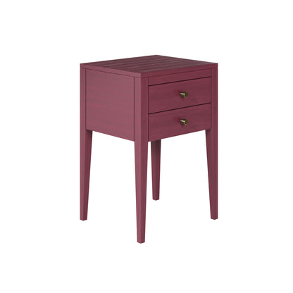 Paraty Plum Red Wood Grain Two Drawer Bedside Table