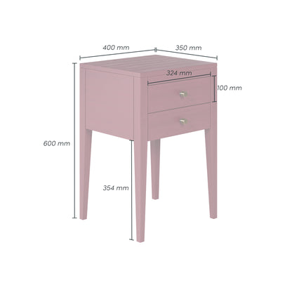 Paraty Plum Red Wood Grain Two Drawer Bedside Table