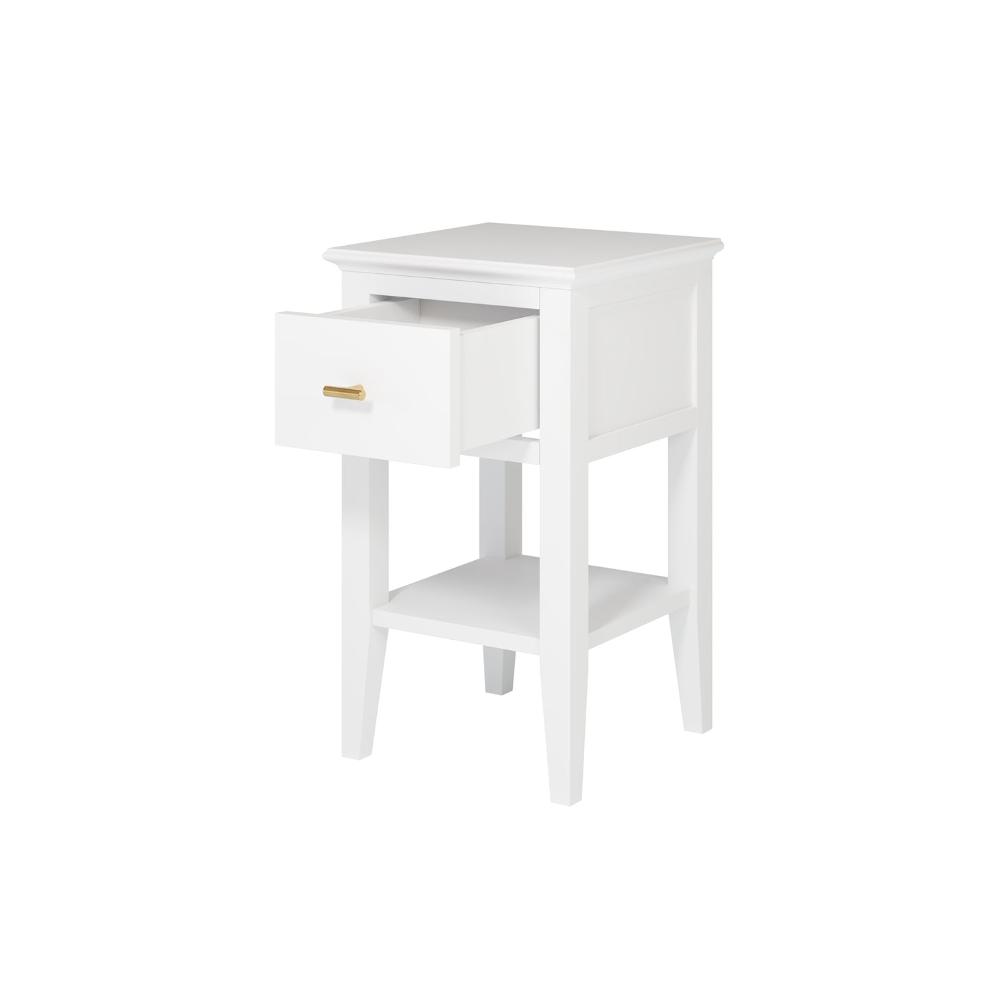 Parnaíba White Wood Grain 1 Drawer Bedside Table