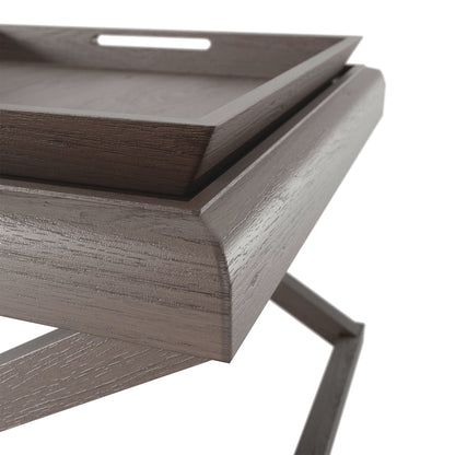 Lucca Grey Aged Oak Cross Frame Tray Side Table