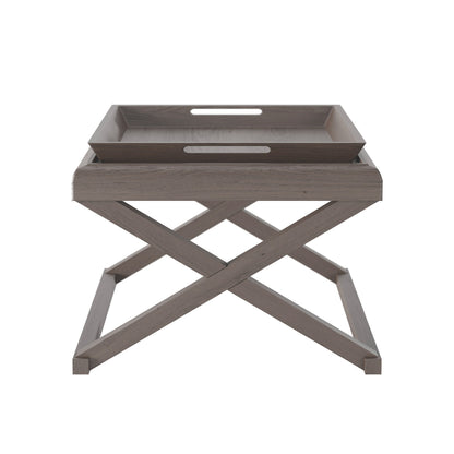 Lucca Grey Aged Oak Cross Frame Tray Side Table