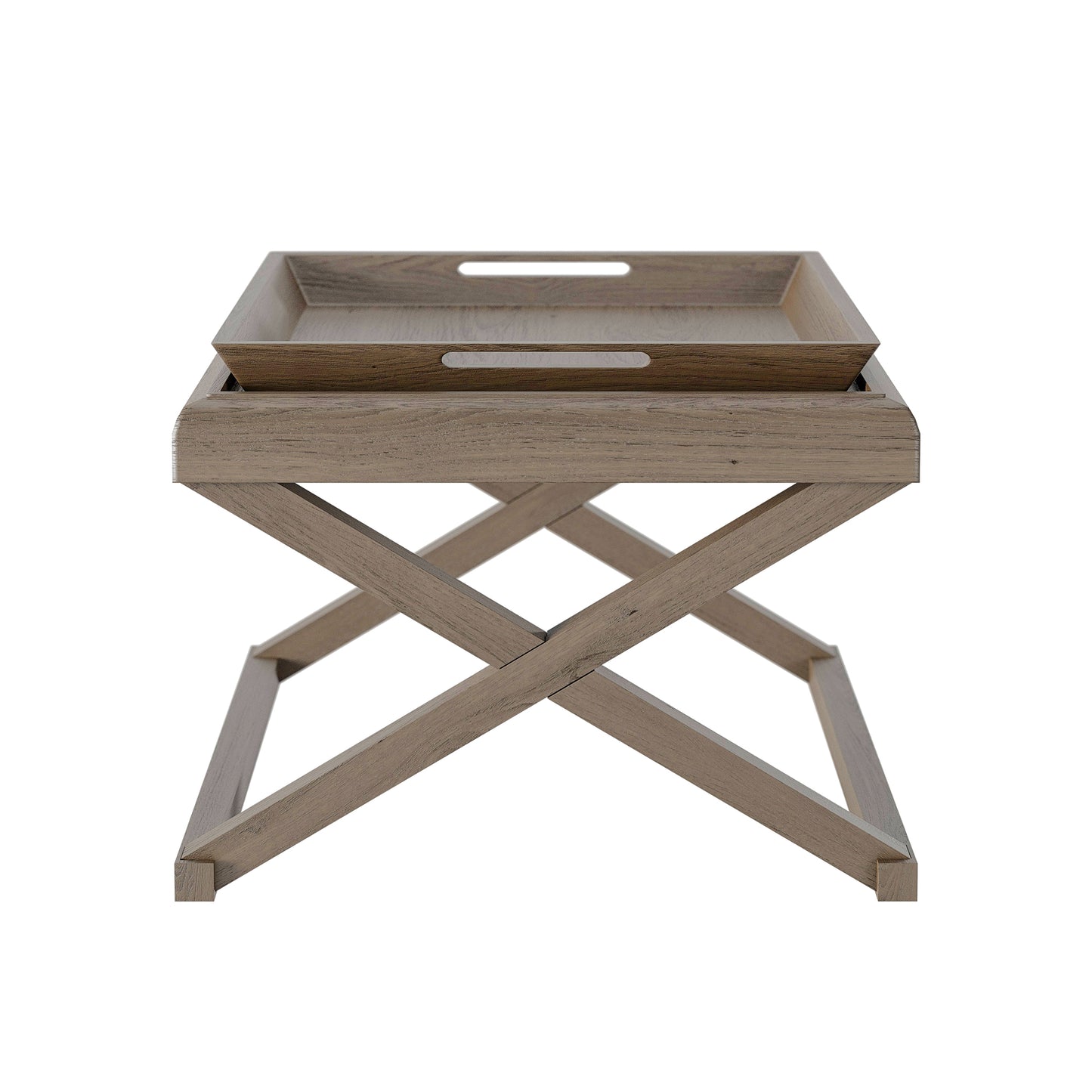 Lucca Grey Aged Oak Cross Frame Tray Side Table
