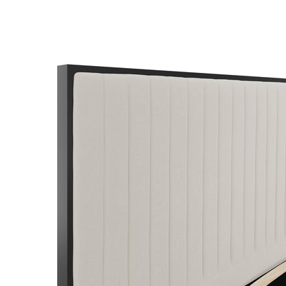 Killarney Cream and Black Upholstered 4ft6 Double Bed with Tall Ribbed Headboard