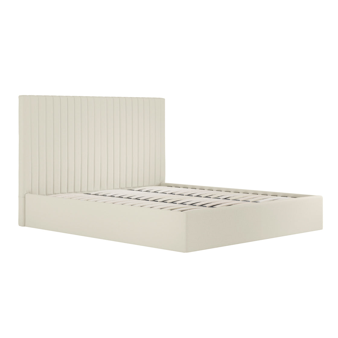 Dublin Cream Upholstered Ottoman 4ft6 Double Bed with Tall Ribbed Headboard