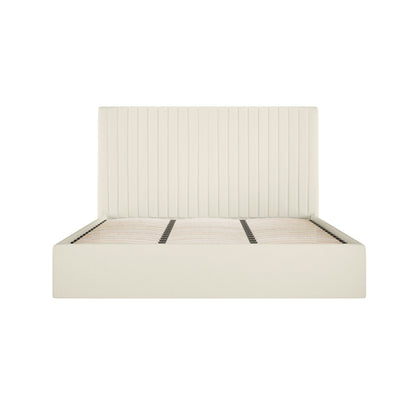 Dublin Cream Upholstered 5ft King Size Ottoman Bed with Tall Ribbed Headboard