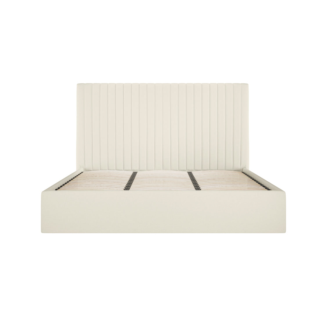 Dublin Cream Upholstered Ottoman 4ft6 Double Bed with Tall Ribbed Headboard