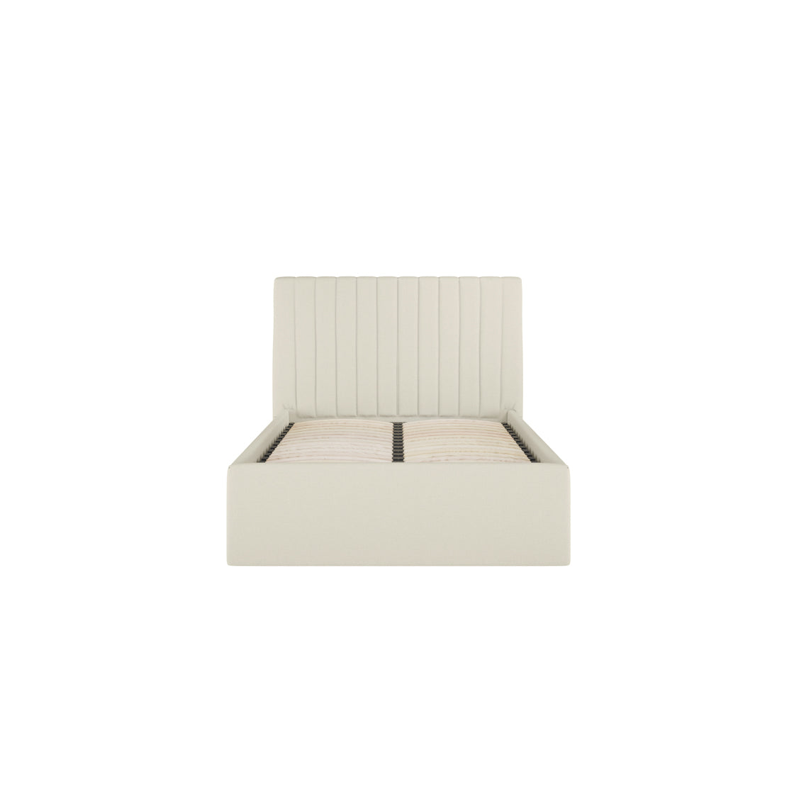 Dublin Cream Upholstered 3ft Single Ottoman Bed with Tall Ribbed Headboard