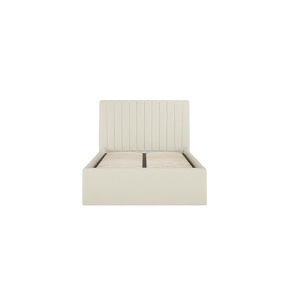 Dublin Cream Upholstered 3ft Single Ottoman Bed with Tall Ribbed Headboard