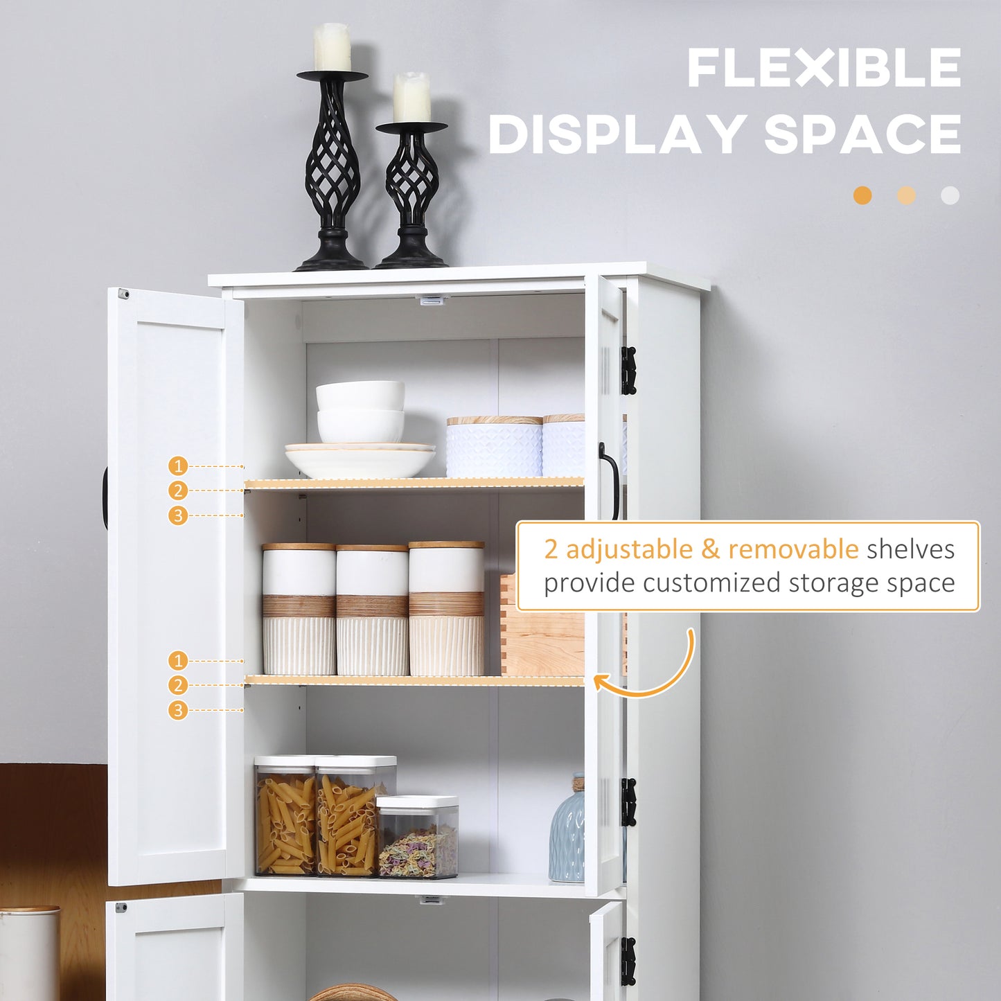 Rifa Wooden White Accent Storage Cabinet With Adjustable Shelves And Double Doors