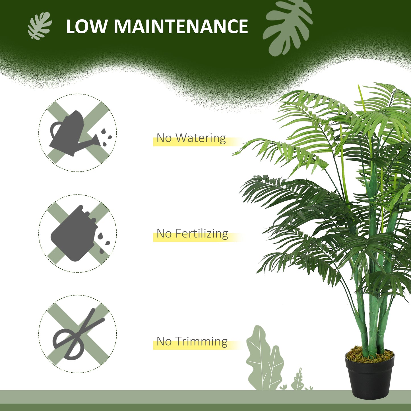 Vavi Artificial Green Palm Style Tree In Nursery Pot For Home And Office Styling