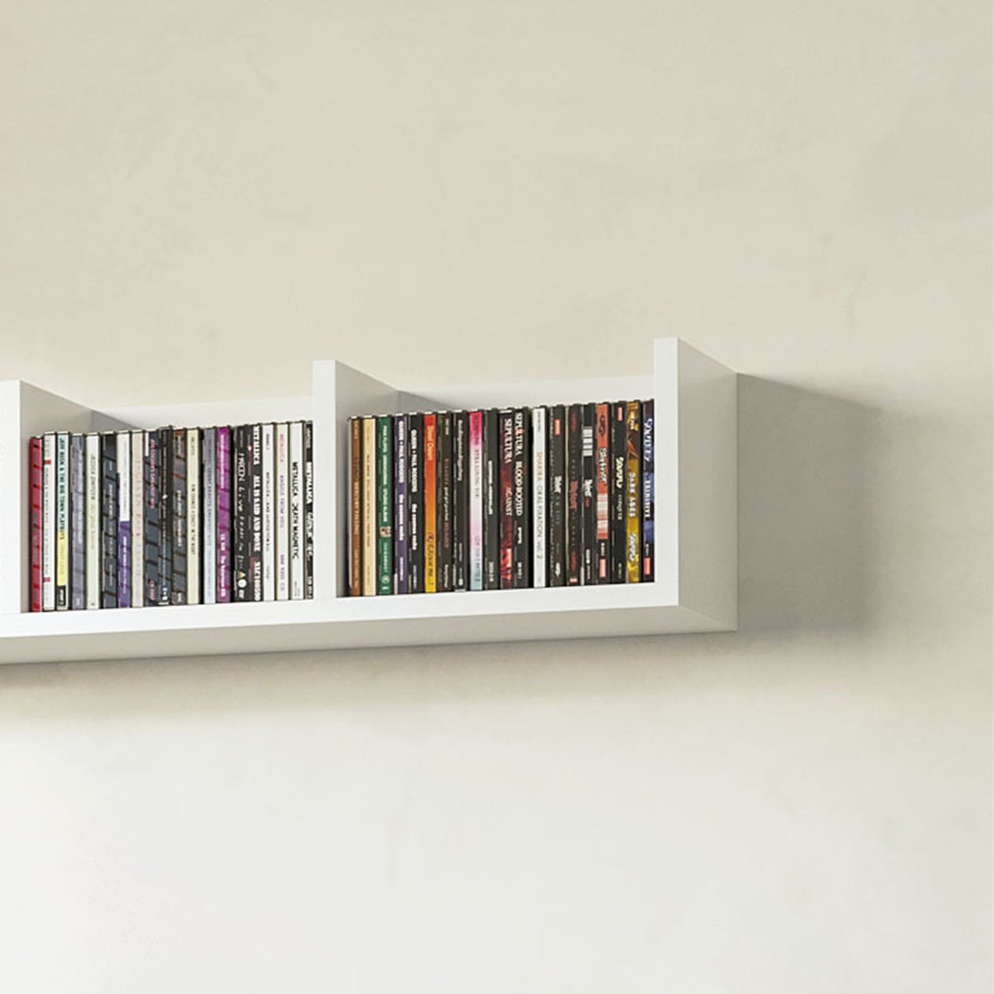 Cofalo Mopa Wood White Set Of 2 Wall Mounted Media Storage Racks With Cube Shelves