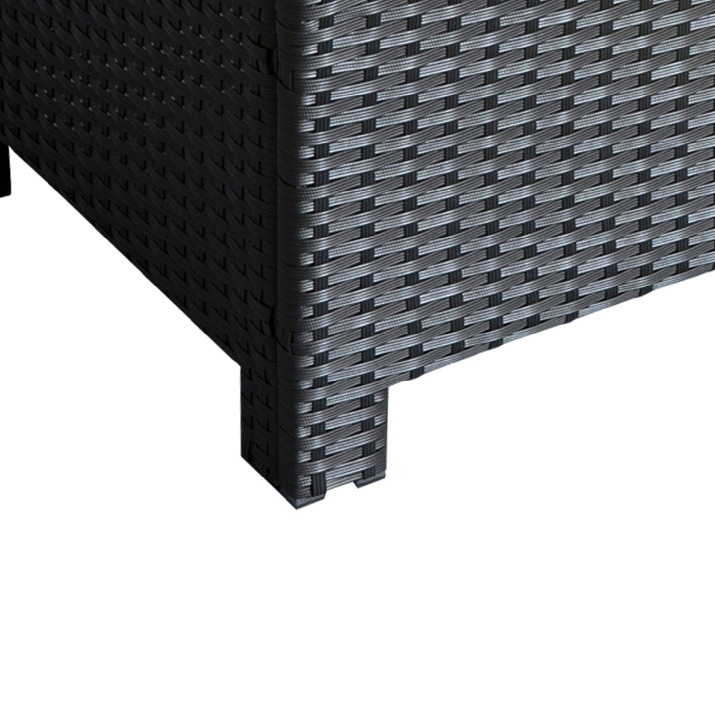 Niyo Black Rattan Rectangular Outdoor Coffee Table With Tempered Glass Top