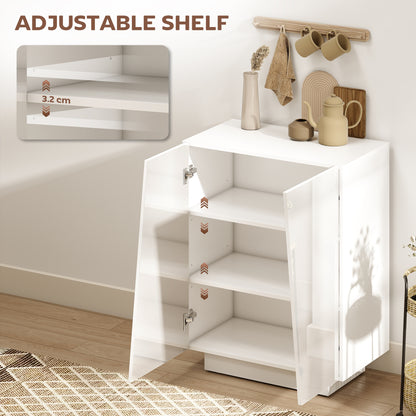 Ranifa Modern High Gloss White Freestanding Storage Cabinet 2 Doors