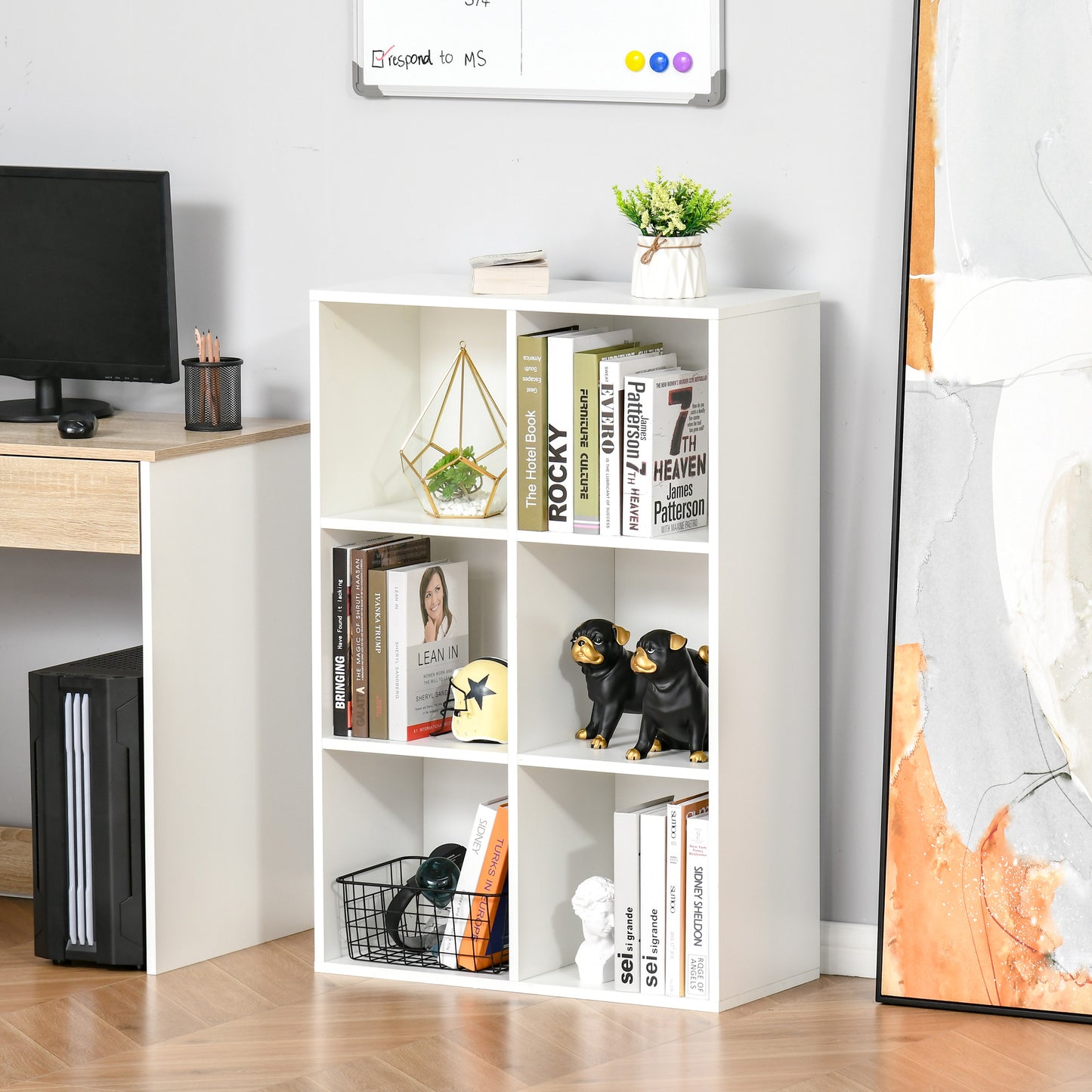 Veniha Nozi Wood White 6 Cube Storage Bookcase
