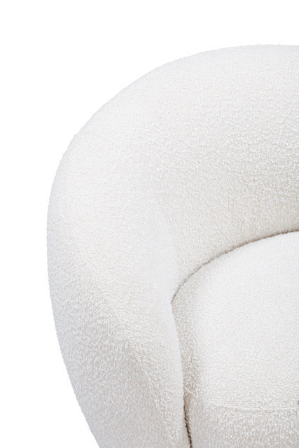 Salvador Retro White Bouclé Upholstered Armchair