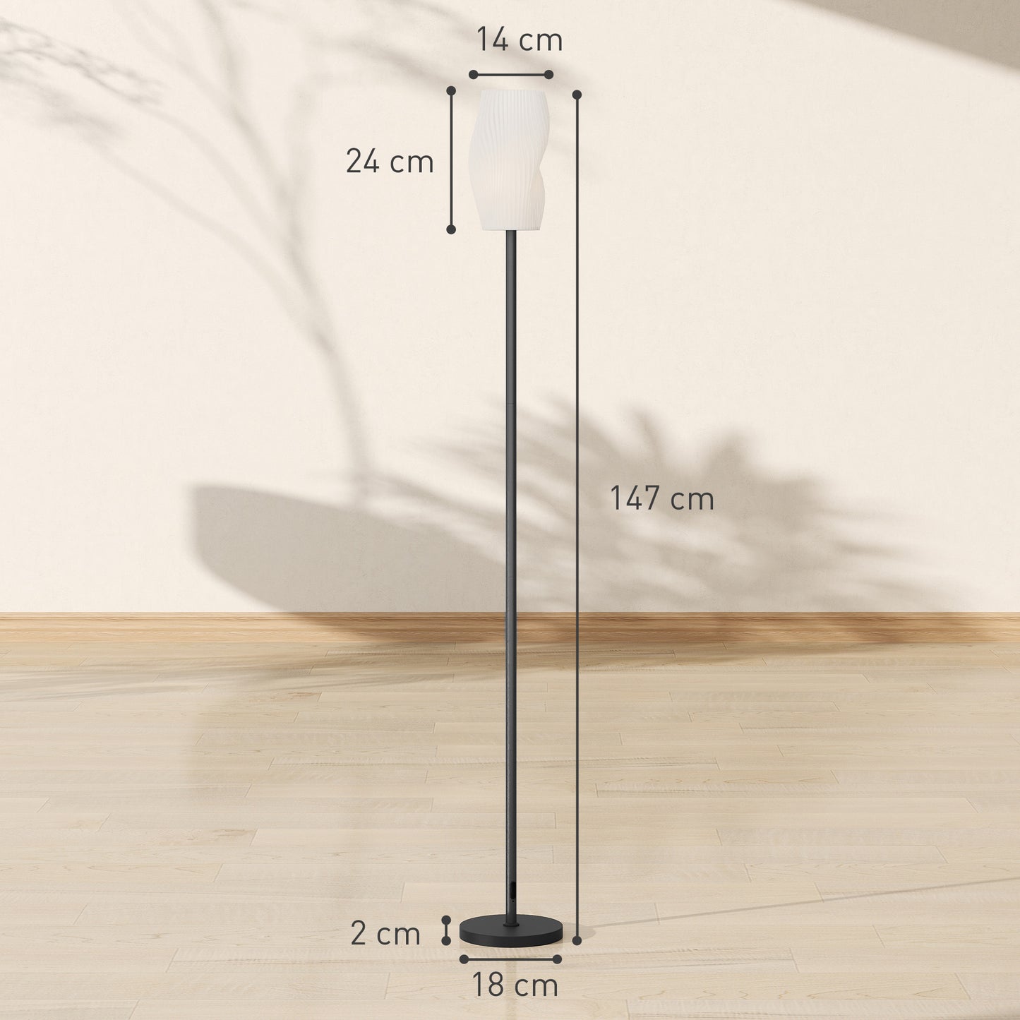 Vato Plastic White 3D Printed Modern Floor Lamp With Curved Shade And Adjustable Colour Light