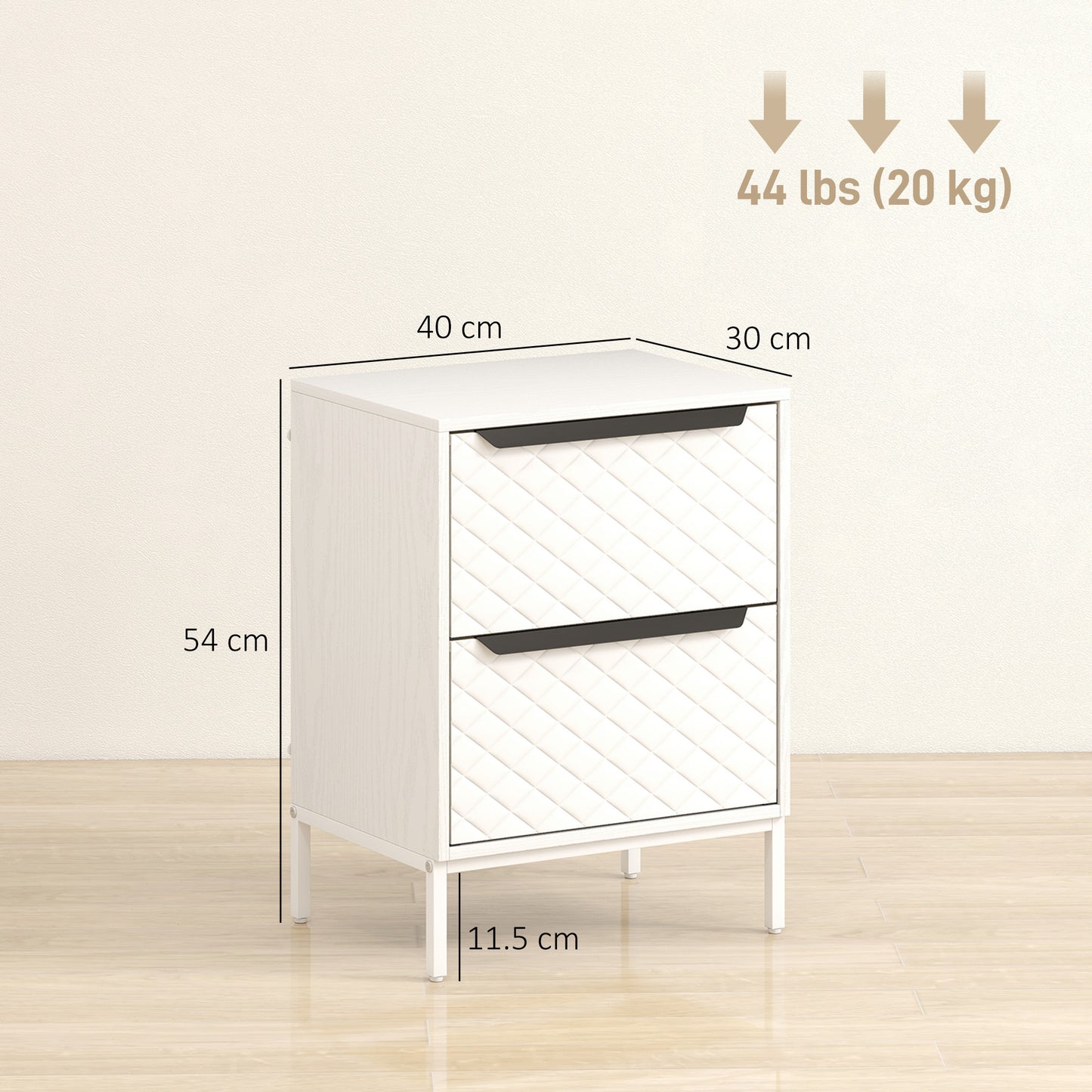 Farayo Metal White 2 Fabric Drawer Storage Dresser