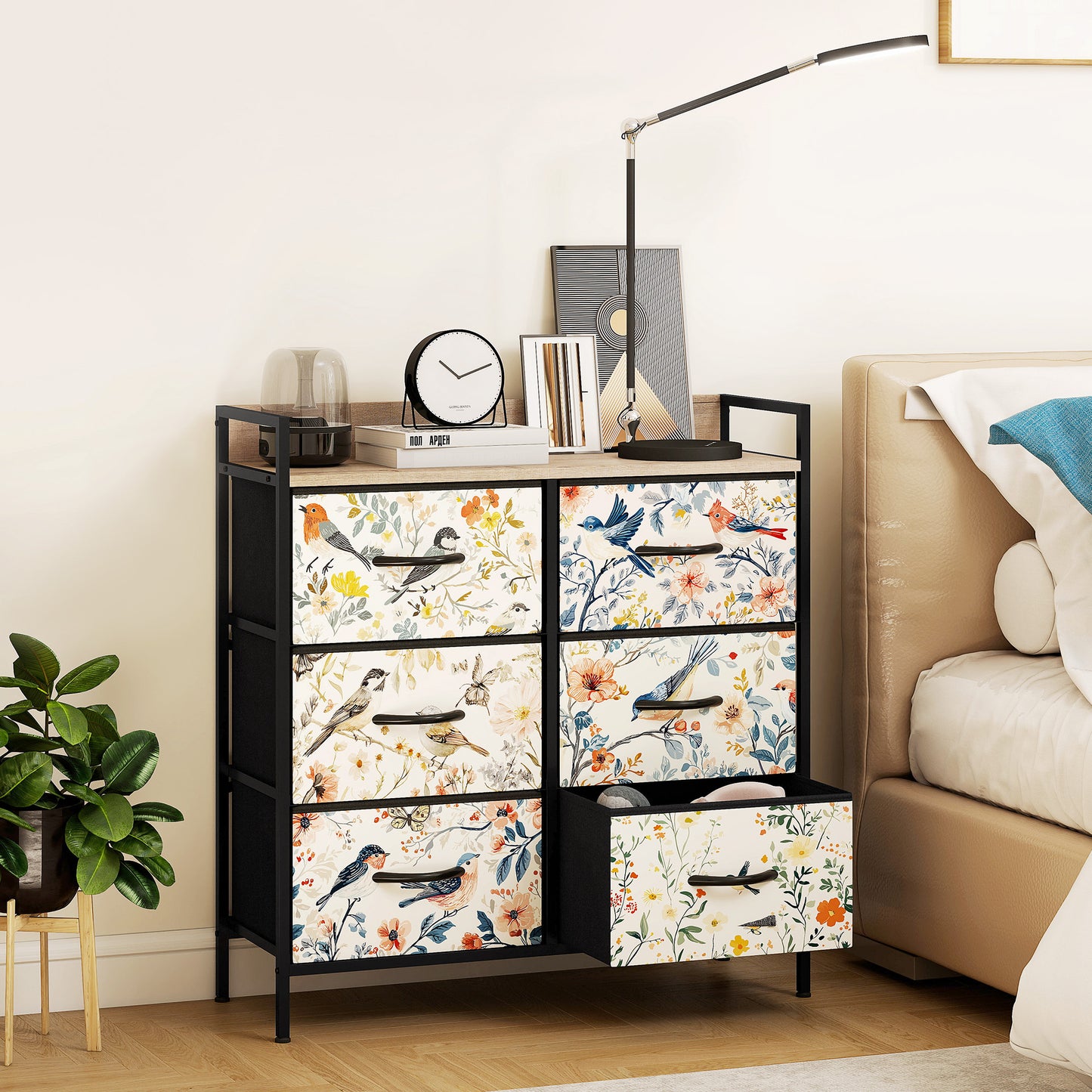 Tonona Wooden White 6 Drawer Storage Chest