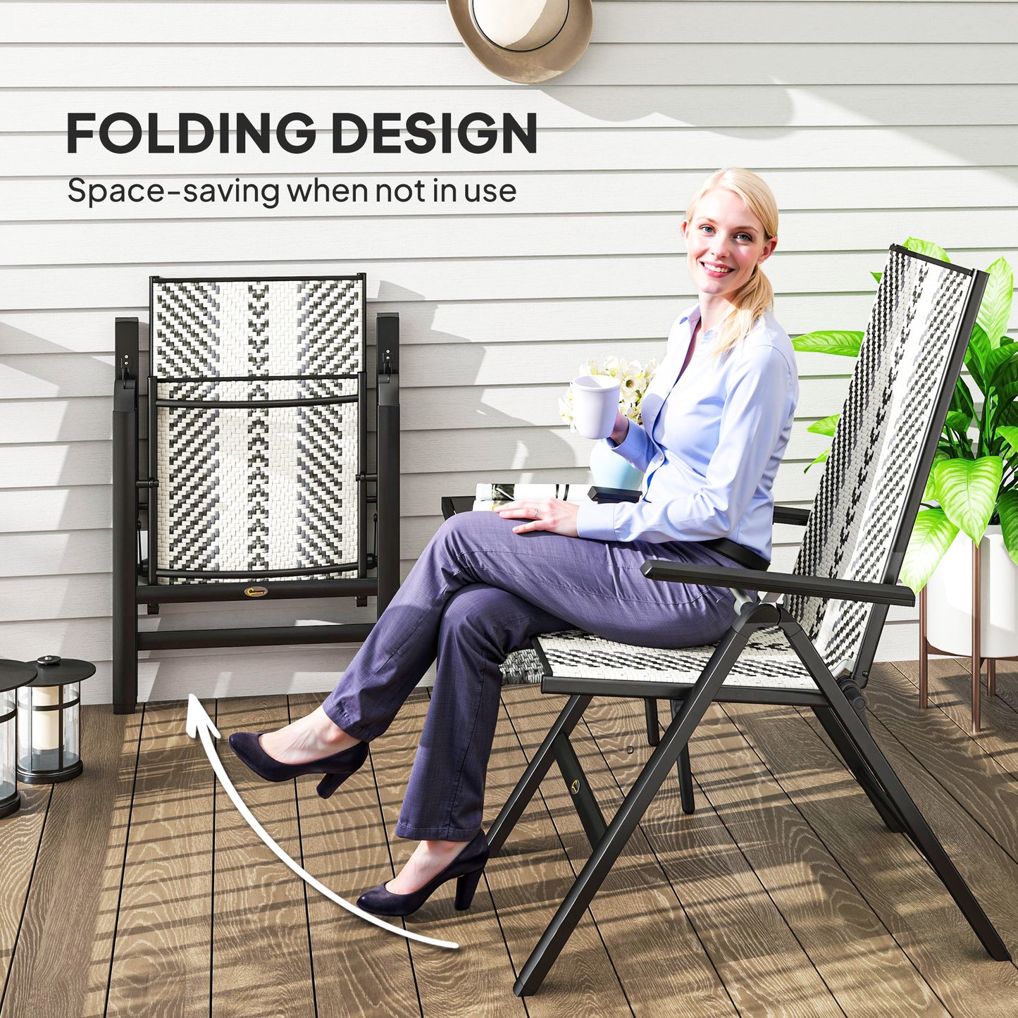 Roso Rattan Grey Reclining Garden Chairs With Adjustable Backrest