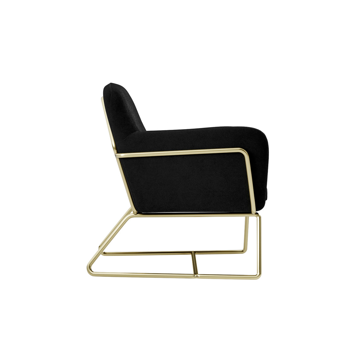 Marseille Black Velvet Upholstered Armchair Gold Metal Legs