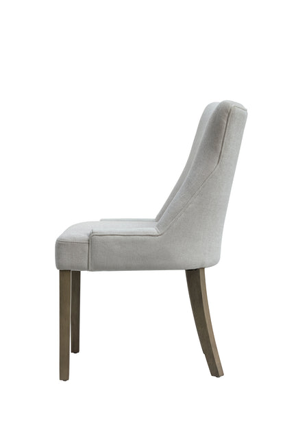 Gramado Cream Chenille and Aged Oak Dining Chair