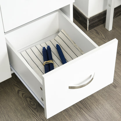 Vivivi Hapa Wooden White Tall Kitchen Sideboard With Drawers Flip Door Cupboards And OFauxn Shelves