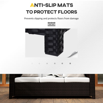 Sudori Black Rattan 3 Seater Outdoor Sofa With White Cushions