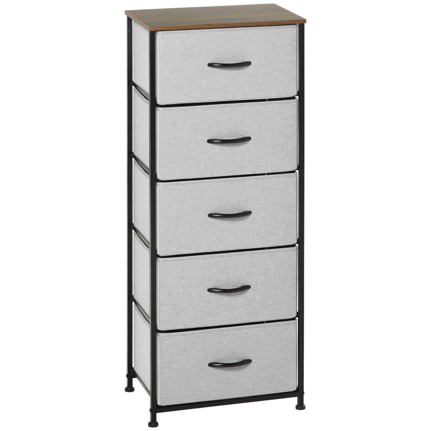 Famoggi Metal And Fabric Grey 5 Drawer Industrial Storage Chest With Steel Frame