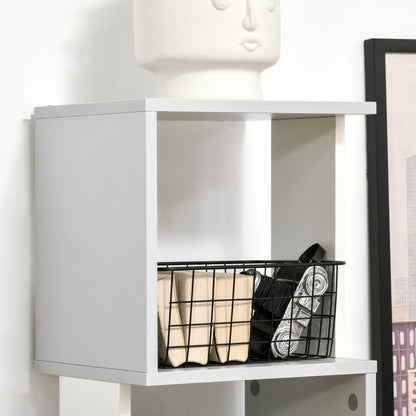 Ziva Wood White And Light Grey 5 Tier Freestanding Bookcase