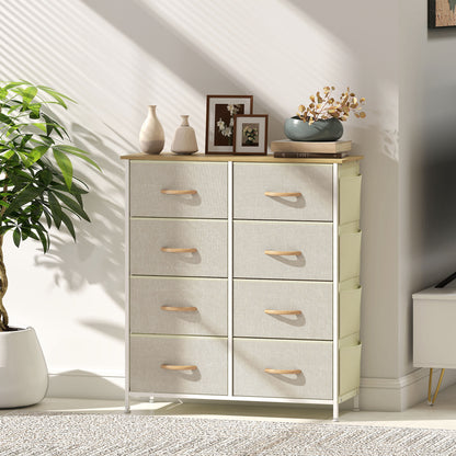 Docone Livi Fabric And Metal Beige 8 Drawer Storage Chest