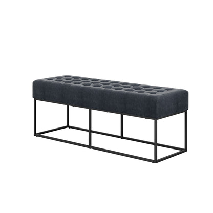 Cavan Steel Grey Upholstered Diamond Bench