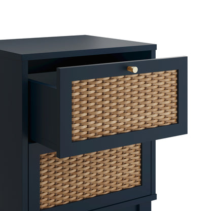 Waterford Blue Oak and Rattan Bedside Table 2 Drawers