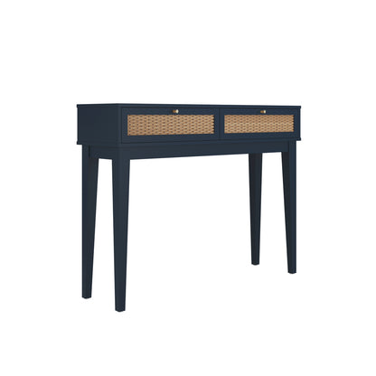 Waterford Blue  Oak Wood and Rattan Blue Dressing Table 2 Drawers