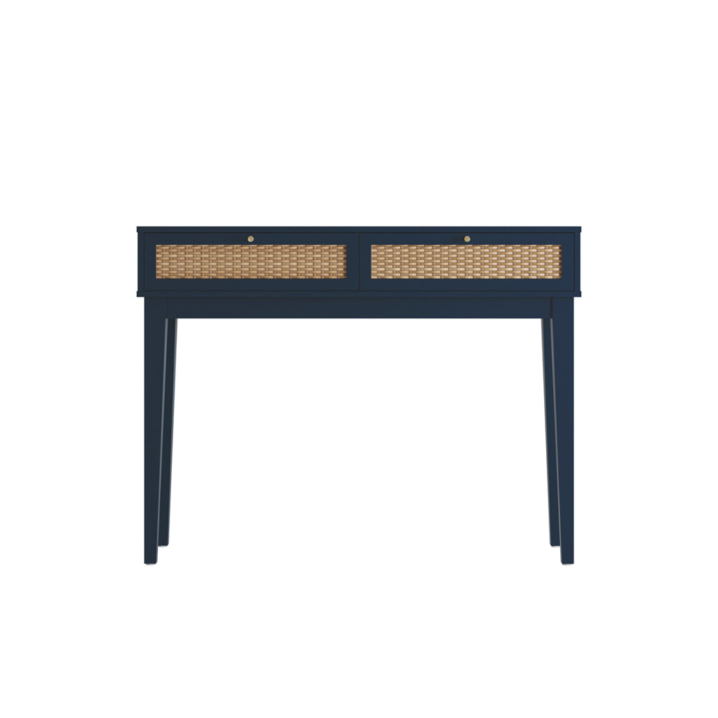 Waterford Blue  Oak Wood and Rattan Blue Dressing Table 2 Drawers