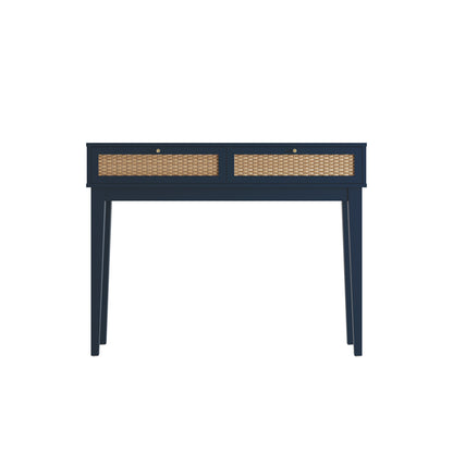 Waterford Blue  Oak Wood and Rattan Blue Dressing Table 2 Drawers