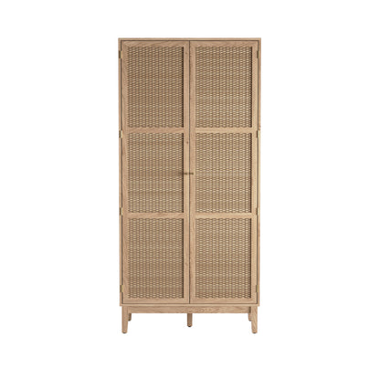 Waterford Oak Wood and Rattan 2 Door Wardrobe