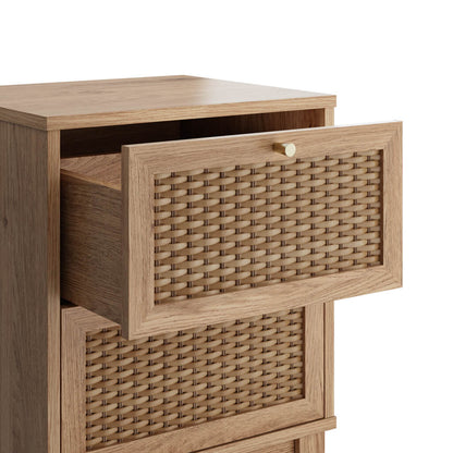 Waterford Oak Wood and Rattan Bedside Cabinet 2 Doors