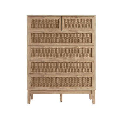 Waterford Oak and Rattan Chest Of 6 Drawers